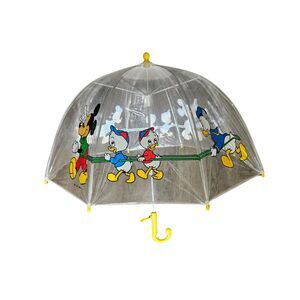Vintage Children's Mickey Mouse Donald Duck Clear Vinyl Disney Umbrella - 1970s